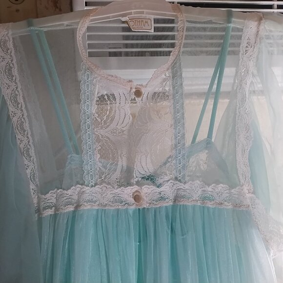 50s/60s GOTHAM NEW YORK VINTAGE SET NIGHTIE PEIGNOIR EXCELLENT PASTEL COQETTE - Picture 2 of 10